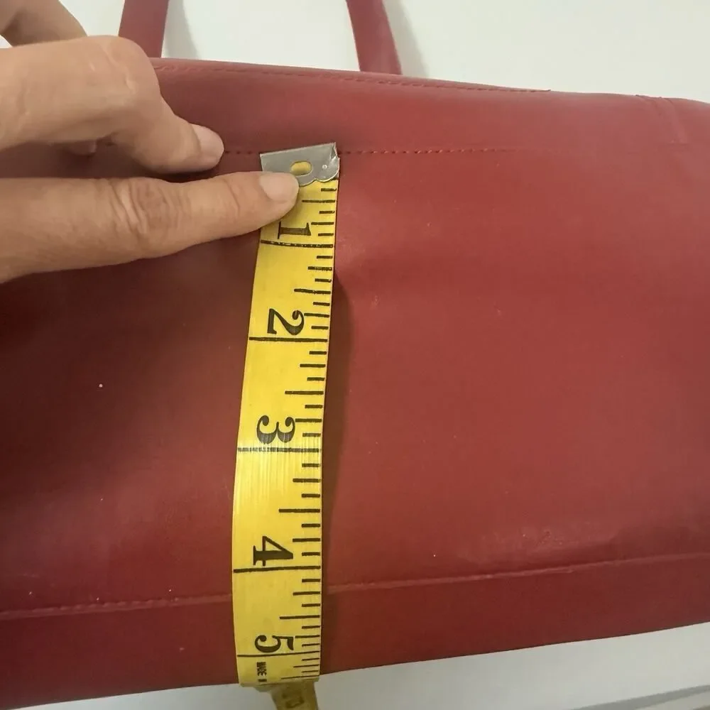 Franklin Covey Leather Bag Red Pockets Expandable Briefcase Laptop Office Travel